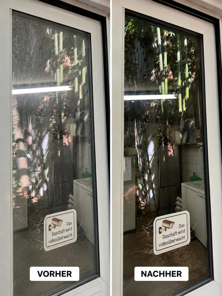 Fensterreinigung in Düsseldorf — Vergleich vorher/nachher, Beispiel 1