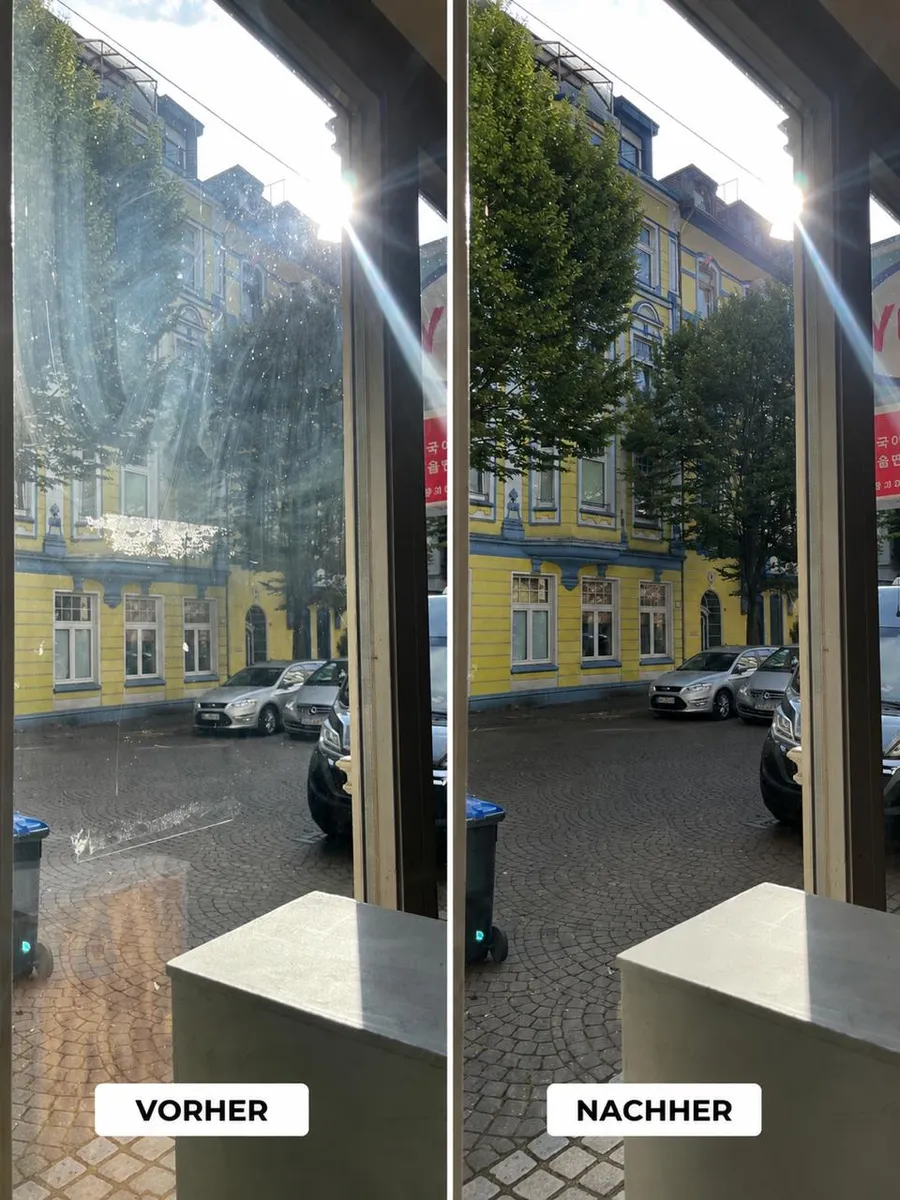 Fensterreinigung in Düsseldorf — Vergleich vorher/nachher, Beispiel 2